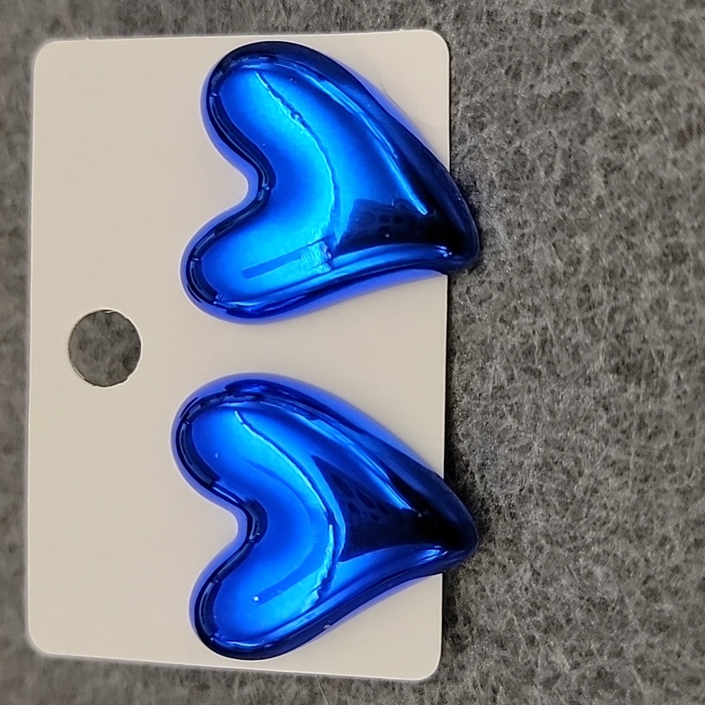 COPY - Blue Heart Post Earrings